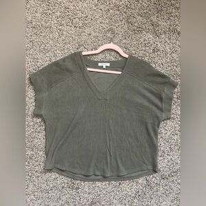 Madewell Olive Green V-Neck Top Size M
